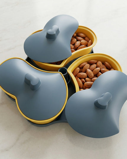 Multipurpose 3 Section Snack Serving Tray With Lid (1 Pc)