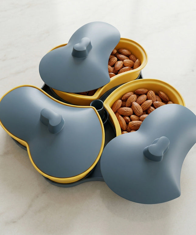 Multipurpose 3 Section Snack Serving Tray With Lid (1 Pc)