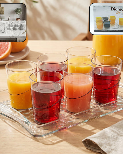 Premium Glass Serving Set (6 Glass With 1 Tray)