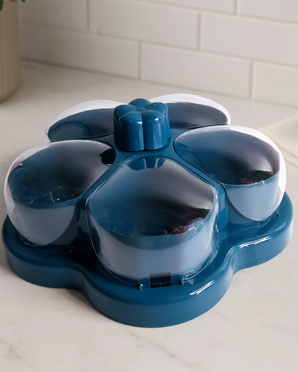 Lotus Shape Rotating Dry Fruit  Snack Organizer Box With Compartments (1 Pc)
