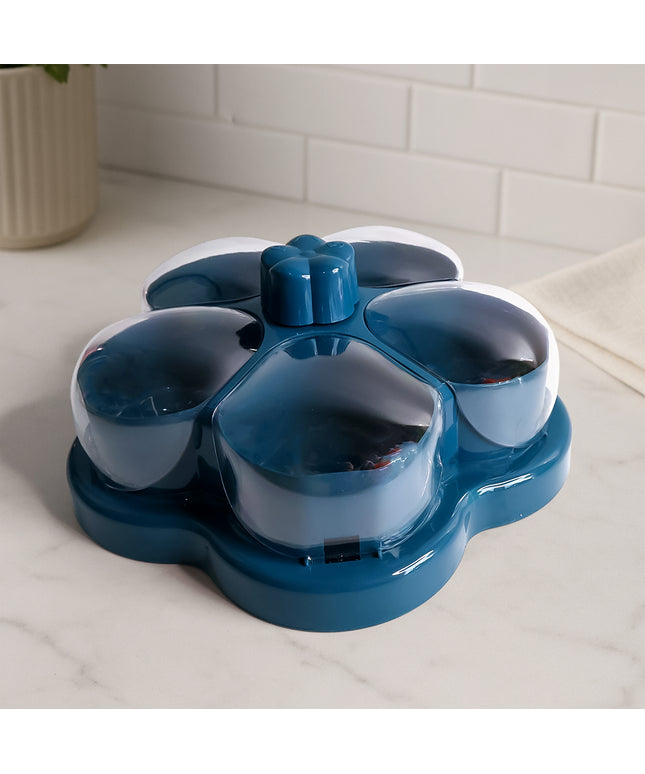 Lotus Shape Rotating Dry Fruit  Snack Organizer Box With Compartments (1 Pc)