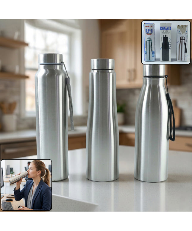 Premium Stainless Steel Water Bottle 1000 Ml (1 Pc 1000ml Approx Mix Design)