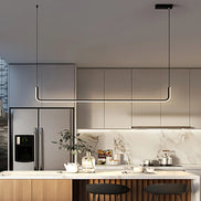 Modern LED Strip Chandelier Light Restaurant Kitchen Decor Ceiling Gold Hanging Pendants Living Room Lighting Indoor Lamp Lustre