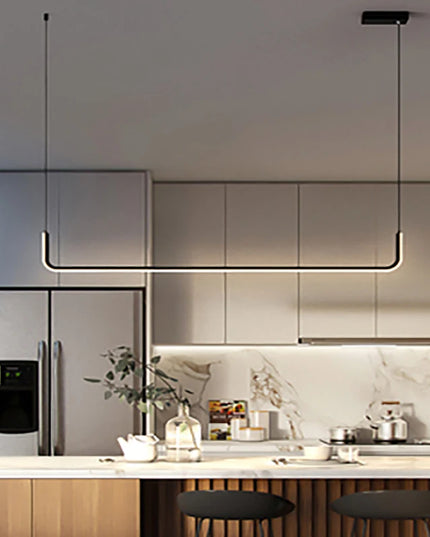 Modern LED Strip Chandelier Light Restaurant Kitchen Decor Ceiling Gold Hanging Pendants Living Room Lighting Indoor Lamp Lustre