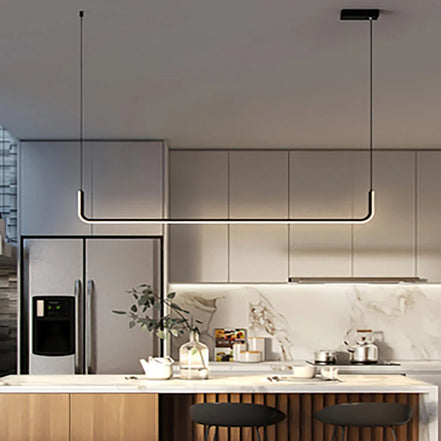 Modern LED Strip Chandelier Light Restaurant Kitchen Decor Ceiling Gold Hanging Pendants Living Room Lighting Indoor Lamp Lustre