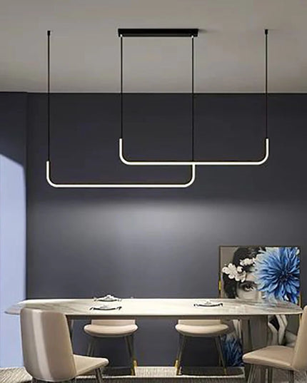 Modern LED Strip Chandelier Light Restaurant Kitchen Decor Ceiling Gold Hanging Pendants Living Room Lighting Indoor Lamp Lustre