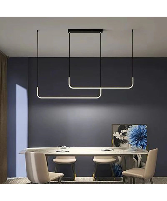 Modern LED Strip Chandelier Light Restaurant Kitchen Decor Ceiling Gold Hanging Pendants Living Room Lighting Indoor Lamp Lustre
