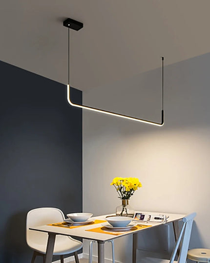 Modern LED Strip Chandelier Light Restaurant Kitchen Decor Ceiling Gold Hanging Pendants Living Room Lighting Indoor Lamp Lustre