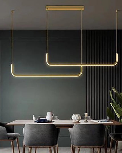 Modern LED Strip Chandelier Light Restaurant Kitchen Decor Ceiling Gold Hanging Pendants Living Room Lighting Indoor Lamp Lustre
