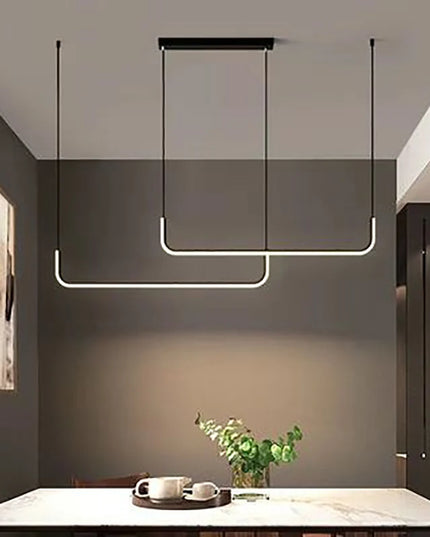 Modern LED Strip Chandelier Light Restaurant Kitchen Decor Ceiling Gold Hanging Pendants Living Room Lighting Indoor Lamp Lustre