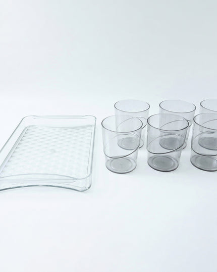 Premium Glass Serving Set (6 Glass With 1 Tray)