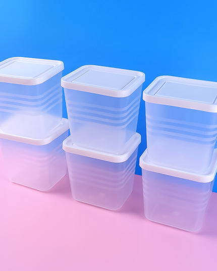 Transparent Square Plastic Food Storage Container Set (6 Pc)