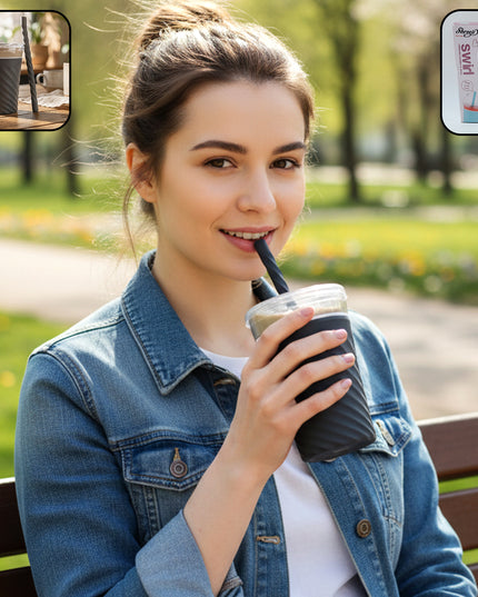 Swirl Design Drinking Tumbler Cup With Lid And Straw (1 Pc)
