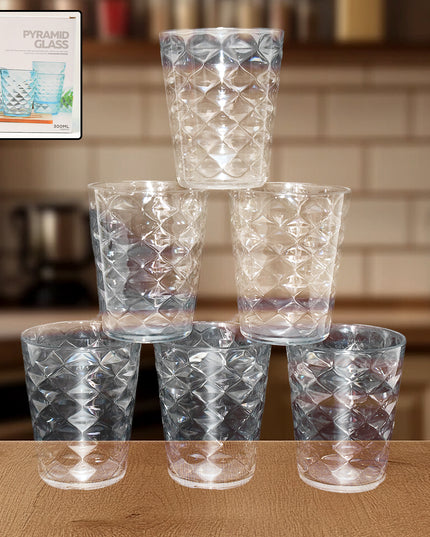 Apex Pyramid Design Unbreakable Plastic Glass  300 Ml