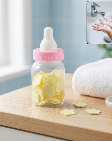 Portable Baby Bottle Shape Hand Wash Soap Paper Sheets Set (1 Set)