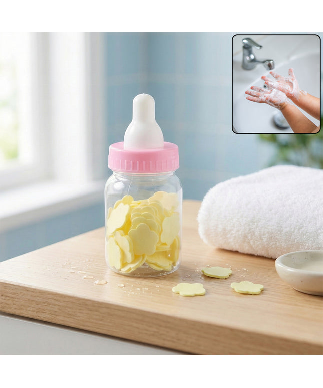 Portable Baby Bottle Shape Hand Wash Soap Paper Sheets Set (1 Set)