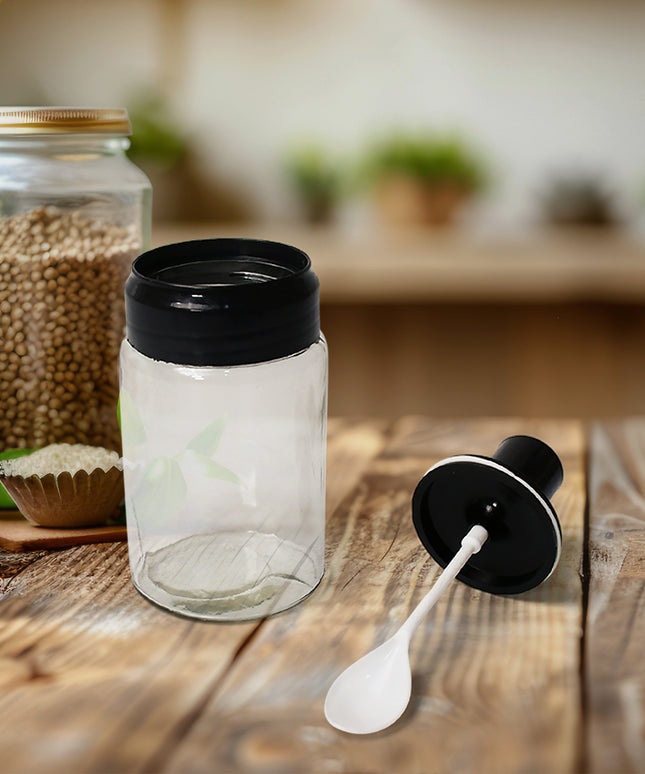 10011 Transparent Glassoil Dispenser 500 Ml Bottle Set Of 2 Spice Jar 250 Ml Set Of 3 Oil Bottle For Kitchen Oil  Vinegar Storage Glass Bottle Glass Container For Spice Masala (5 Pcs Set)