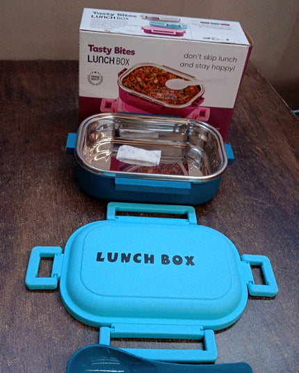 Insulated Testy Stainless Steel Leakproof Lunch Box With Spoon (1 Set)