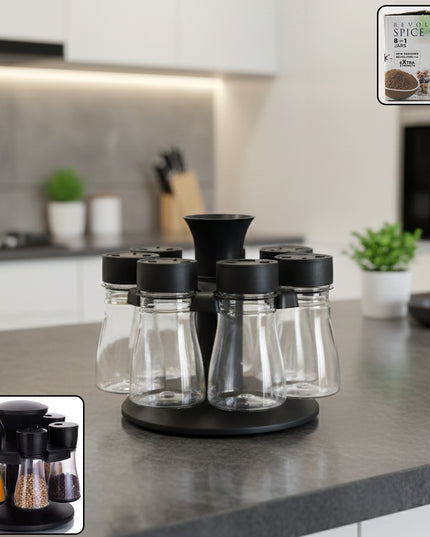 8 In 1 Revolving Plastic Spice Rack Set With Rotating Stand