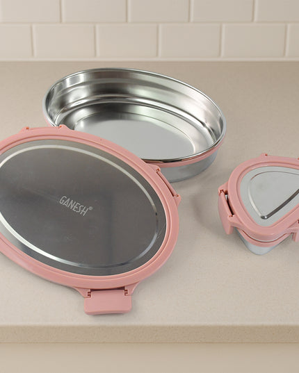 Ganesh Classy 2-piece Stainless Steel Lunch Box Set