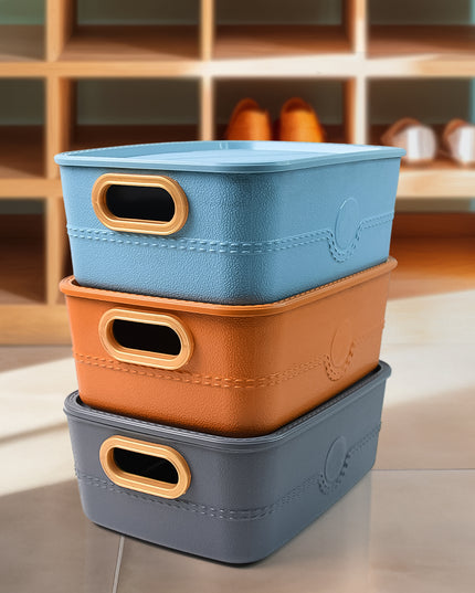 3-piece Plastic Multipurpose Storage Basket Bin Set With Handle (3 Pcs Set)