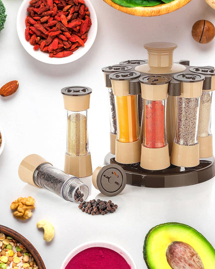 360 Revolving Spice Rack For Kitchen And Dining Table 8 Spice Jars