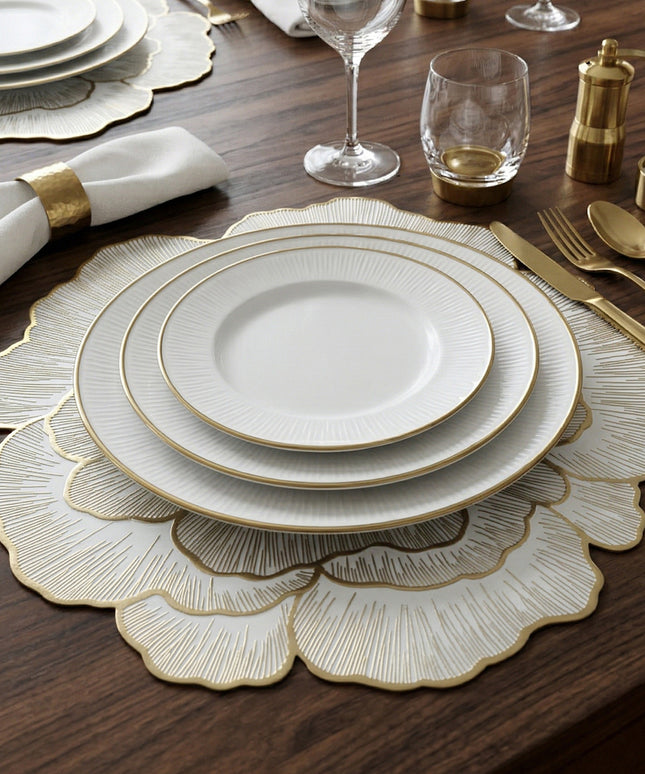 Round Floral Design Pvc Table Mat 1 Pc 36x36 Cm