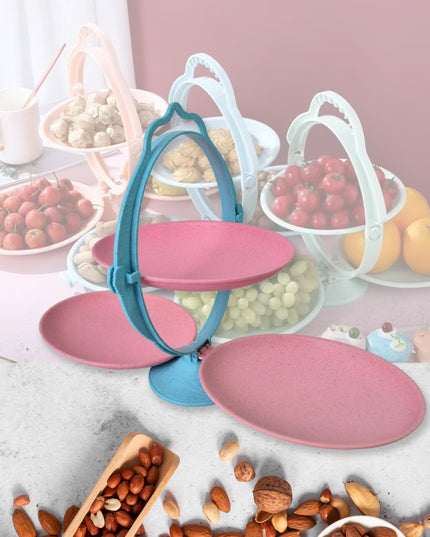Foldable Fruit Plate Candy Dish  Multi Use Mirror Shape Dried Fruit Tray (1 Set)