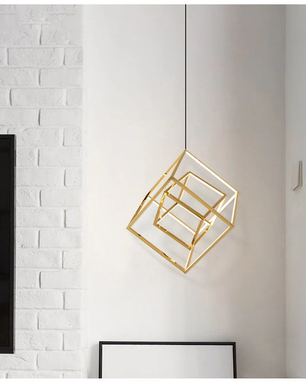 Modern square led chandelier art design postmodern luxury golden light Indoor Living Room Decor Lobby suspension chandelier