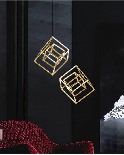 Modern square led chandelier art design postmodern luxury golden light Indoor Living Room Decor Lobby suspension chandelier