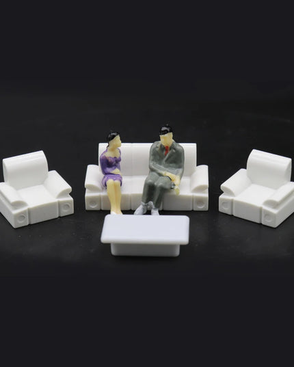 2 Sets 1:50 1:75 DIY Architecture Building Indoor Furniture Model Diorama ABS Plastic Sofa Set House Decoration for Layout