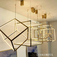 Modern square led chandelier art design postmodern luxury golden light Indoor Living Room Decor Lobby suspension chandelier