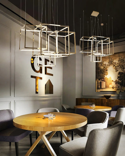Modern square led chandelier art design postmodern luxury golden light Indoor Living Room Decor Lobby suspension chandelier