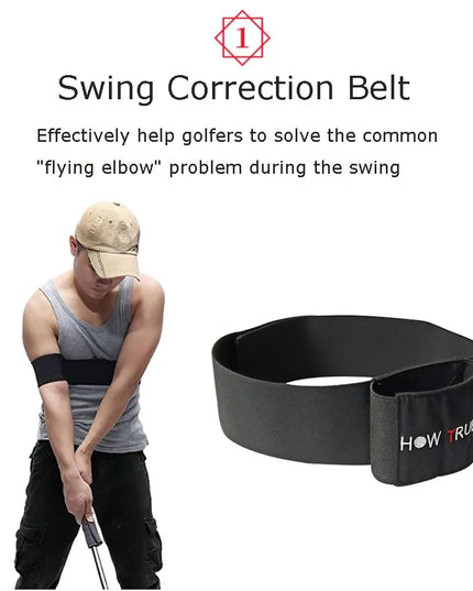 1Pcs Golf Swing Training Arm Band Golf Hand Posture Corrector Black Nylon Elastic Training Belt for Golf Beginner Practicing