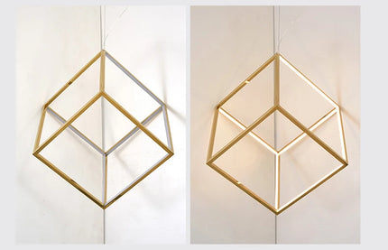 Modern square led chandelier art design postmodern luxury golden light Indoor Living Room Decor Lobby suspension chandelier