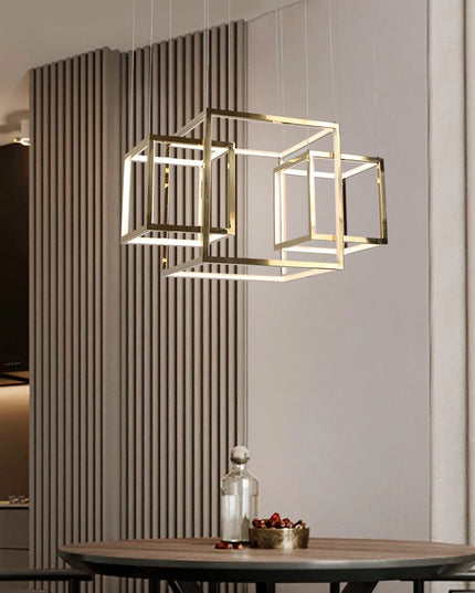 Modern square led chandelier art design postmodern luxury golden light Indoor Living Room Decor Lobby suspension chandelier