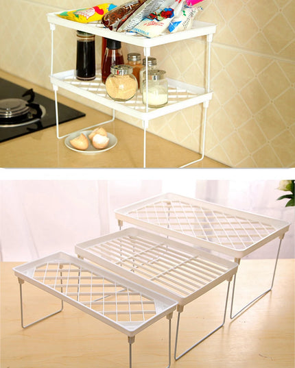 Home Closet Organizer Storage Shelf Kitchen Adjustable Storage Rack Shelves Cabinet Holders Space Saving Makeup Organizer