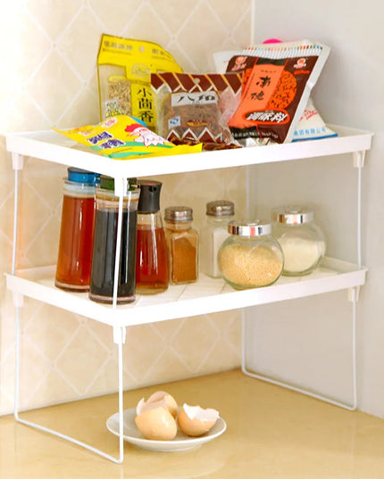 Home Closet Organizer Storage Shelf Kitchen Adjustable Storage Rack Shelves Cabinet Holders Space Saving Makeup Organizer