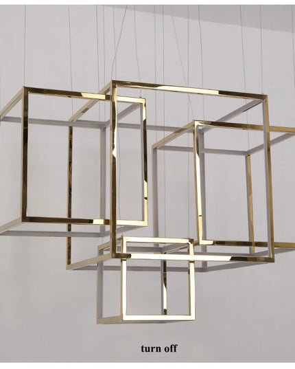 Modern square led chandelier art design postmodern luxury golden light Indoor Living Room Decor Lobby suspension chandelier