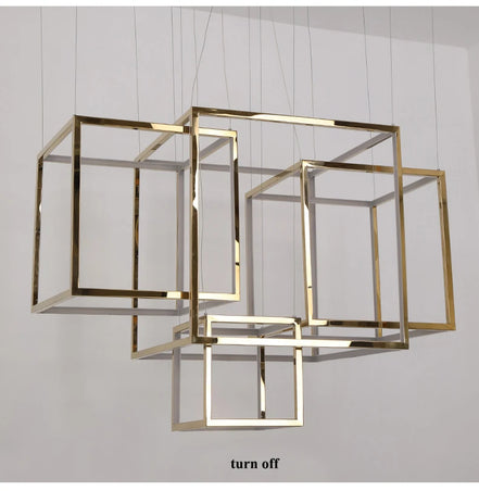 Modern square led chandelier art design postmodern luxury golden light Indoor Living Room Decor Lobby suspension chandelier