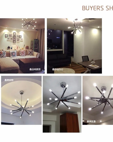 Modern silver chandelier lighting LED designer metal chandelier for living room dining room Branch Loft Decoration lounge lights