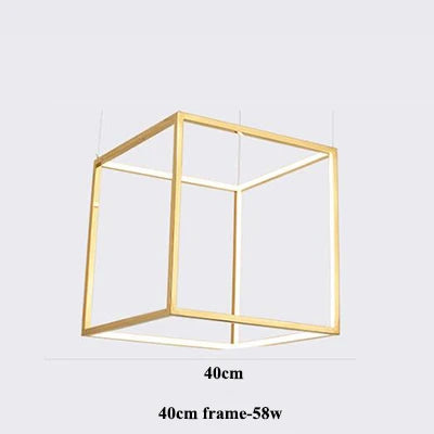 Modern square led chandelier art design postmodern luxury golden light Indoor Living Room Decor Lobby suspension chandelier