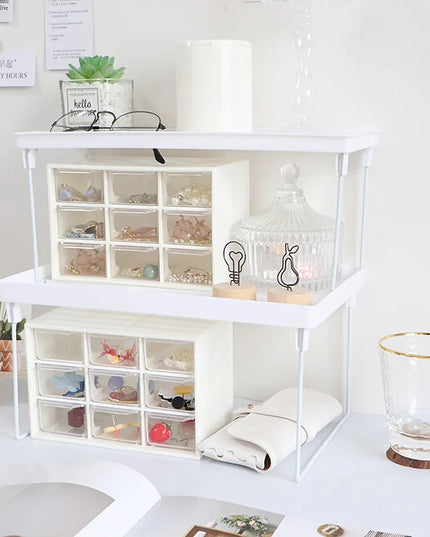 Home Closet Organizer Storage Shelf Kitchen Adjustable Storage Rack Shelves Cabinet Holders Space Saving Makeup Organizer