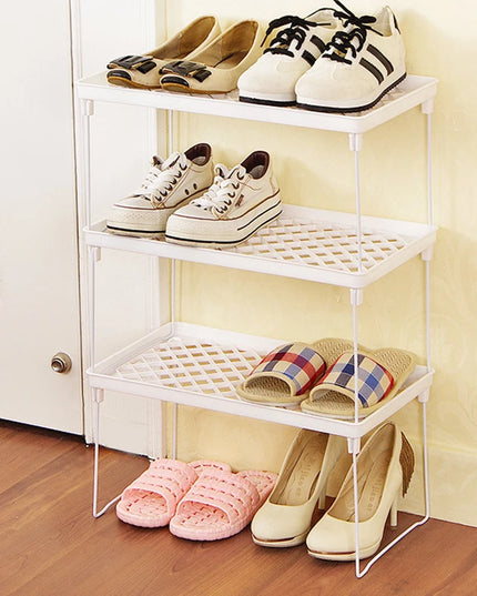 Home Closet Organizer Storage Shelf Kitchen Adjustable Storage Rack Shelves Cabinet Holders Space Saving Makeup Organizer