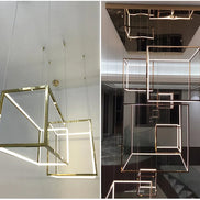 Modern square led chandelier art design postmodern luxury golden light Indoor Living Room Decor Lobby suspension chandelier