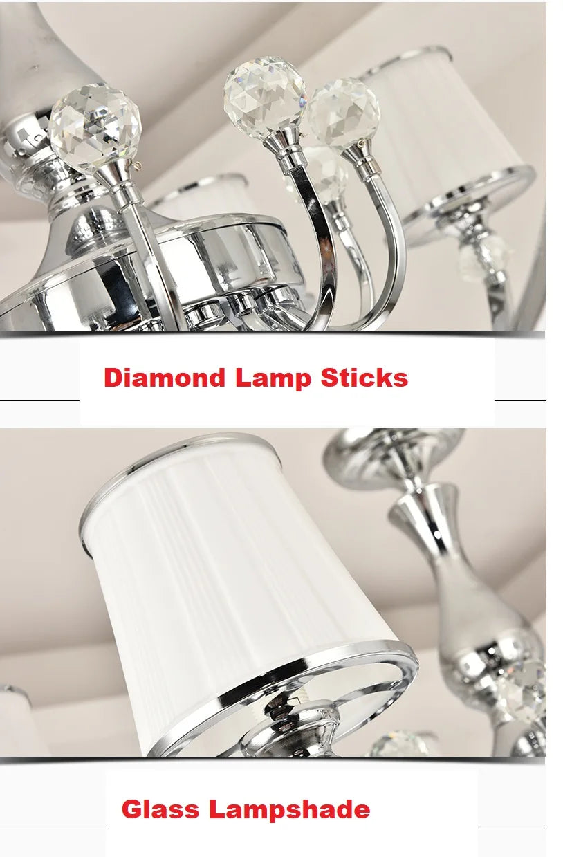 Chrome Modern Chandelier Lights For Living Room Bedroom Led Lighting Fixture Crystal Lamp E14 Led Lighting