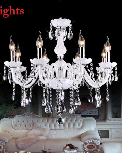 Modern LED  3/6/8/10/12/15/18 Arm Lights white LED crystal chandelier Living room light Vintage Crystal Chandelier E14 Light