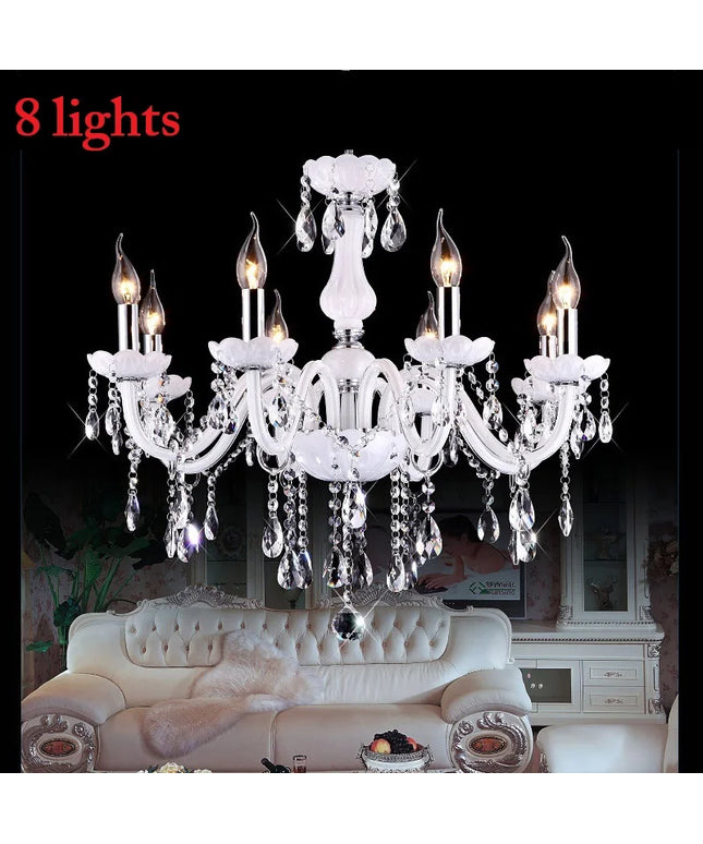 Modern LED  3/6/8/10/12/15/18 Arm Lights white LED crystal chandelier Living room light Vintage Crystal Chandelier E14 Light