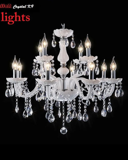 Modern LED  3/6/8/10/12/15/18 Arm Lights white LED crystal chandelier Living room light Vintage Crystal Chandelier E14 Light