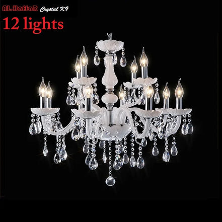 Modern LED  3/6/8/10/12/15/18 Arm Lights white LED crystal chandelier Living room light Vintage Crystal Chandelier E14 Light
